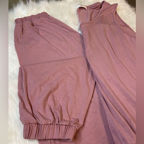 NWOT Zenana Sleeveless Jogger Jumpsuit in Dusty Rose - Picture 7 of 9